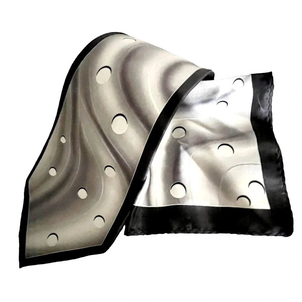 Liquid Silk Couture Pattern Carlo Palazzi Black Gray White Tie & Pocket Square